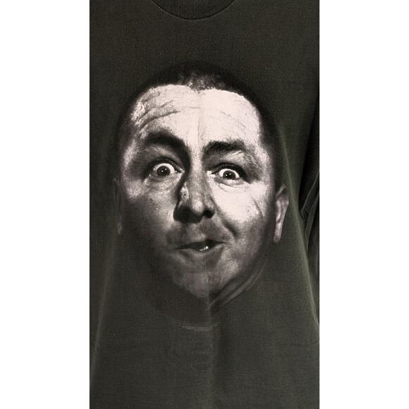 Vintage Three Stooges Curly Howard Shirt Mens Large Green Single Stitch - Picture 2 of 10